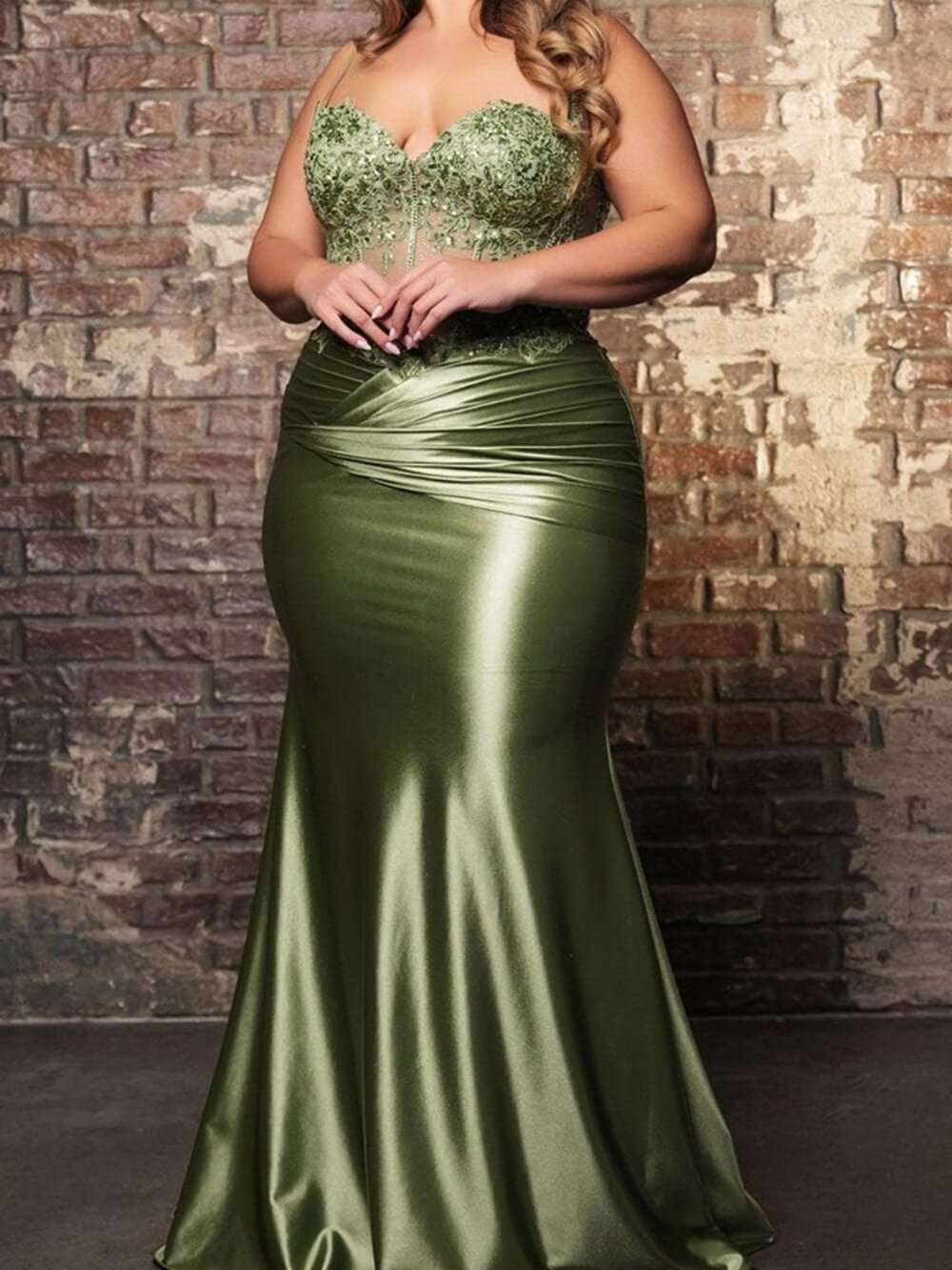 NWT May Queen MQ2139 Prom Floral Sheath Dress Olive Size 10